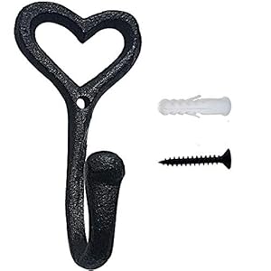 ZEYU Heavy Duty Coat Hooks 4pcs Cast Iron Love Heart Shape Wall Hooks for Hanging Coats Black No Rust Hooks for Scarf Bag Towel Key Cap Cup Hat