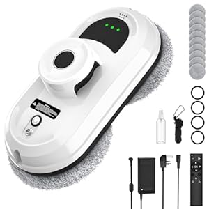 Fensterputzroboter, 5600 Pa Fensterreiniger Elektrisch, 3 Reinigungsmodi, Intelligente Navigation und Randerkennung, Fernbedienung und 10 Tüchern, Fensterroboter für den Innen und Außenbereich