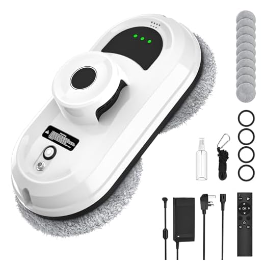 Robot Limpiacristales, 5600pa Limpia Cristales Electrico Ventanas, 3 Modos Limpieza, Navegación Inteligente, Mando a Distancia y 10 Paños, Limpiacristales Electrico para Ventanas, Espejos y Azulejos