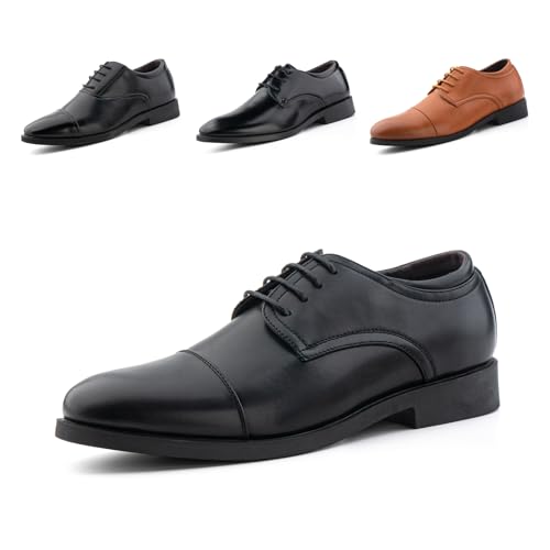 Hitmars Zapatos Derby Hombre Oxfords Cordones Cuero Patente Traje Clásicos Formales Zapatos Vestir Brogue Negocios Boda Casuales Fiesta FG19 Negro EU 46