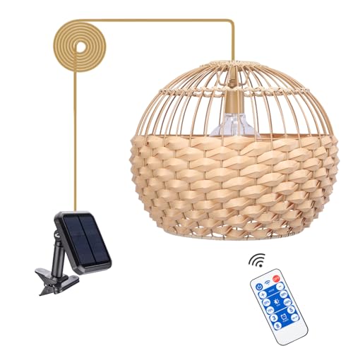 Lustre solaire extérieur télécommandé et réglable pour patio