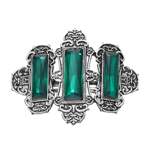 Minkissy Retro Hair Clip Metal Rhinestone Hairpin Celtic Hair Clips Viking Hair Accessories for Women Girls (Silver and Green)