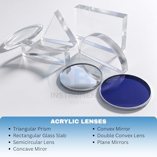 Image of SBT Optical Physics Lab Kit | Convex Mirror, Concave Mirror Five Acrylic Optic Lens for Ray Box | Physics Optics Experiment Kit | Light Reflection & Refraction Science Activity Set Set of 8 Items