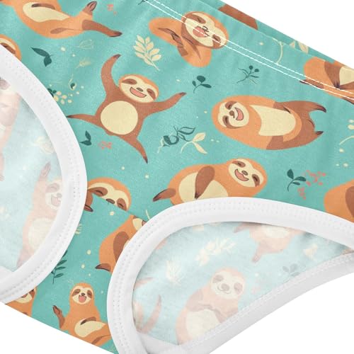 Wusikd Cute Sloth Girls' Underwear Cotton Doing Yoga Poses Girls Briefs Soft Toddler Underwear 2T4