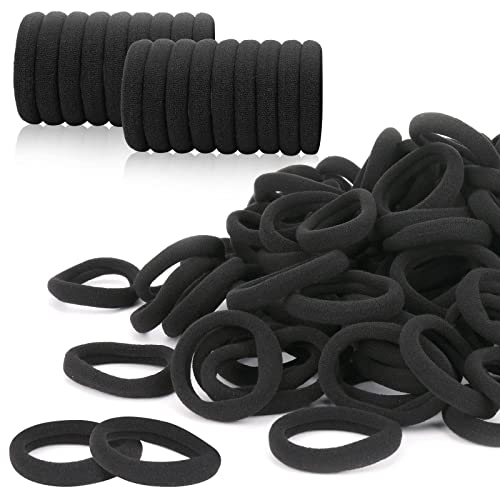 120PCS Black Hair Ties for Women, Seamless Soft Hair Bands Ponyta...