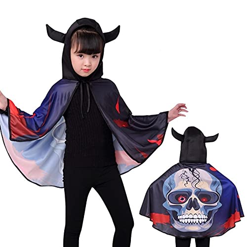 Brain Giggles Halloween Kids Cape with Devil Horns (Skull)