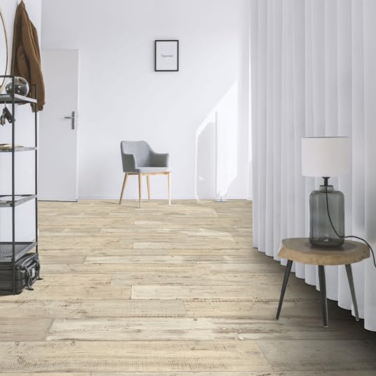 Sol Vinyle Link - Imitation parquet Bois Peint Vieilli - Rouleau de 4m x 3.00m