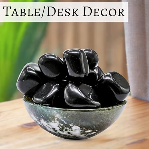 Image of Certified Black Obsidian Crystal Healing Tumbled Stone, Natural Polished Crystals for DIY Crafts, Manifestation, Meditation, Pooja Feng Shui and Reiki Healing (30 Grams)