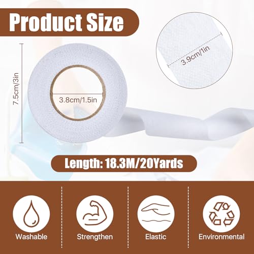 Lainballow 8 Rolls Fusible Batting Tape, 1.5 Inches × 20 Yards Batting Seam Tape for Quilting, Adhesive Heat Press Fusible Sheer Tape, Fabric Fusing Tape for Art Quitting Batting Sewing