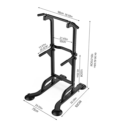 Image of Power Tower Pull Up & Dip Station Multi-Function Home Strength Training Fitness Workout Station Height Adjustable