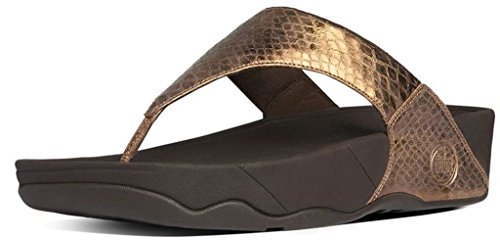 FitFlop Women's Lulu Metallic Snake, Bronze, 6 M US