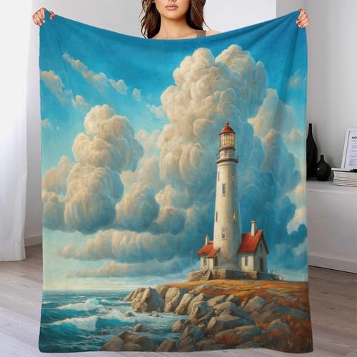 Plat plaid microfibre douce à motif imprimé 3D coastal scène d'évasion maritime chic - 4