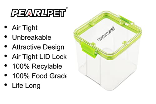 Image of PEARLPET Clik n Seal Kitchen Storage Container Set of 2 Pcs (700 ml Each, Plastic, Square Shape, Green)