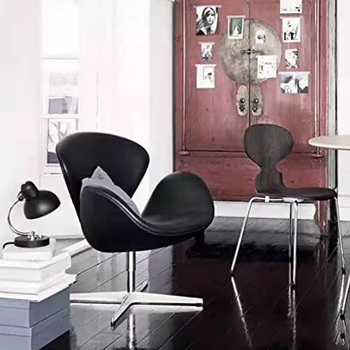 Image of 1 Modern Swivel Lounge Chair with Hydraulic Lift for Home Office Hotel Cafe (1 Chair, Black, Faux Leather)