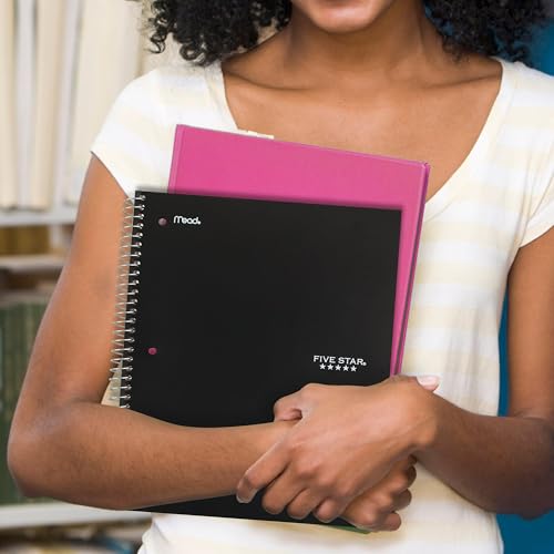 Five Star Spiral Notebook + Study App, 5 Subject, Wide Ruled 8" x 10.5" Paper, 200 Sheets, Fights Ink Bleed, Water Resistant Cover, Black (72045) - Image 7