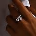 Fashion Ring Set, Engagement Ring Flowers Leaves Adjustable with Marquise Shape Moissanite 9K White Gold Size 8.5
