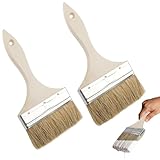 2 Stück Malerpinsel, Pinsel, Lasurpinsel 97mm/112mm, Flachpinsel mit Holzstiel...