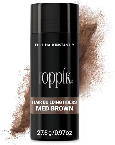 Toppik Hair Building Fibres Medium Brown, 27.5g - Thicker Fuller Look Instantly, Natural Keratin Protein, Wind Sweat & Rain Resistant, Easy to Apply, For Men & Women who are thinning