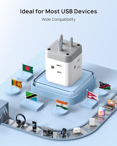 Trond PRIME NANO - TYPE D India To Us Plug Adapter - Us To India Travel Plug Adapter thumb #3