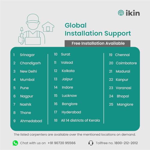 Image of IKIN Smart Door Lock | Digital Lock for Safer Homes | 6- Way Unlocking | Fingerprint | Mobile App | RFID Access | OTP Access | Pincode | Mechanical Key | Wooden Doors (Max SE + WiFi Gateway, Black)