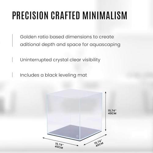 Image of UNS Ultra Clear Rimless Tank - 16.9GAL | 64L - 15.74x15.74x15.74 | 40x40x40 CM, 6mm Glass Thickness, Leveling Mat Included - Low Iron, High Clarity Fish Tank w / 45 Mitered Edge - [40C]