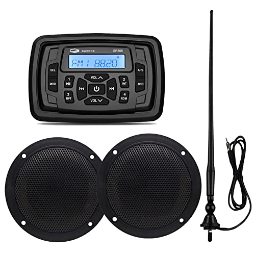 Image of HASDA Bluetooth Marine Radio Car Stereo Dashboard Digital Audio System Receiver Waterproof Boat Speakers FM AM Radio Antenna for ATV UTV RV UV