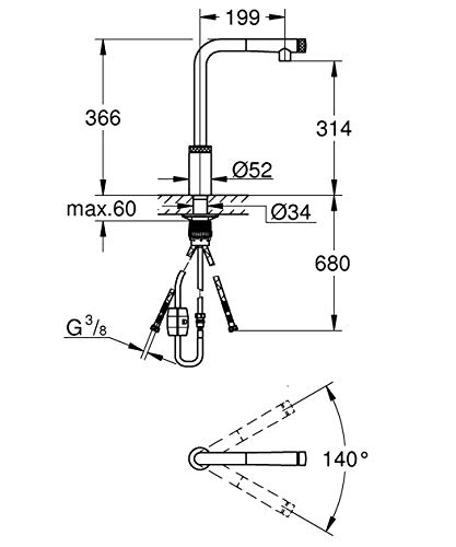 GROHE Minta SmartControl - Spültischbatterie (mit SmartControl Funktion, herausziehbaren Auslauf, Einlochmontage), chrom, 31613000