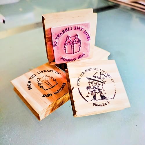 Image of Kunya Personalised Book Stamp with Your Name(3.5 cm Dia), customised for Stamping Books for Readers, Great Gift for booklovers, Kids, Teachers (My Home)