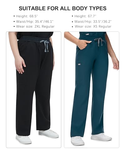 Image of COMENII Scrubs for Women, Mid Rise Straight Leg Cargo Pants with Knit Yoga Waistband, Easy Care Womens Scrubs Pants