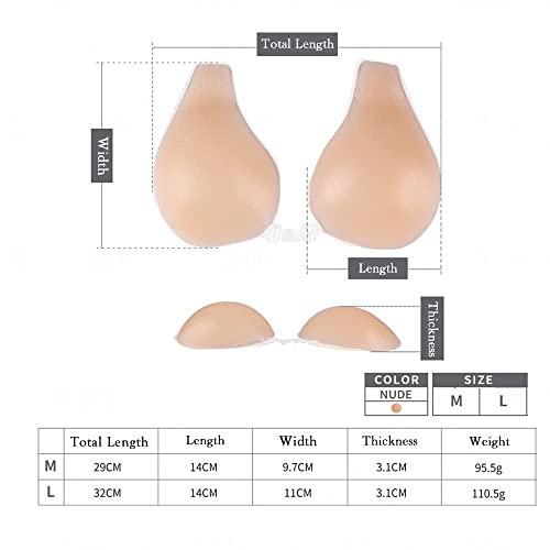 Silicone Sticky Bra, Adhesive Bra With Gather Front Clip Push Up Invisible Bra, Strong Stickiness Reusable Adhesive Bras For Women (Medium Size) #TOP6