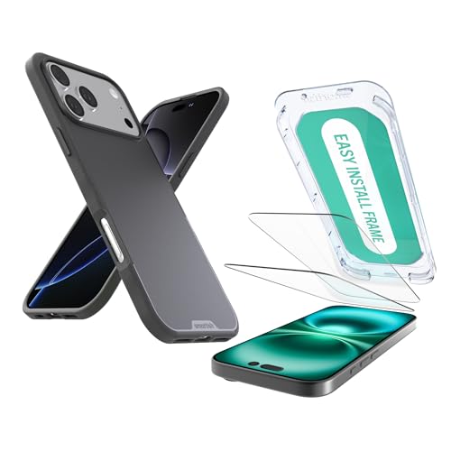 Image of Smartish iPhone 17 Pro Max MagSafe Case + Screen Protector - Magnetic Slim Case - Protective Thin Grip Cover + 2-Pack Tempered Glass Screen Protectors for Apple iPhone 17 Pro Max - Black Tie Affair