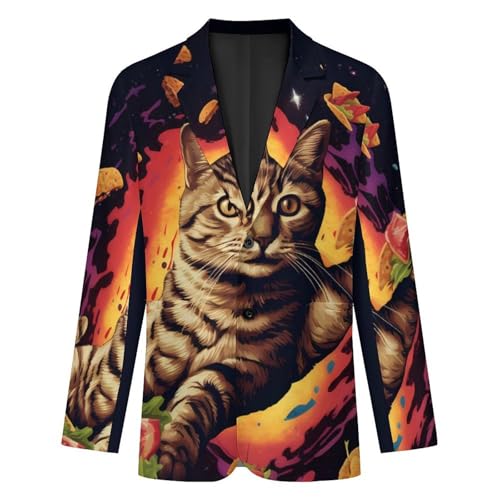 Cute Cat Men's Casual Blazers Slim Fit Sport Coats Blazer Two Buttons Suit Jacket for Work Party4