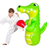 Saco de boxeo de 120 cm para niños, saco de boxeo de pedestal para niños, chupete inflable, saco de boxeo inflable de dinosaurio, saco de boxeo antiestrés para niños, cocodrilo inflable.