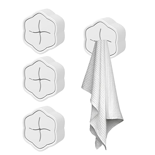 GEFIRE Pack of 4 Tea Towel Holders, Tea Towel Holders, No Drilling, Kitchen Towel Holder, Towel Clamp, ABS Towel Hooks