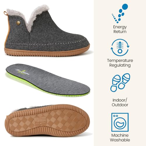 Dearfoams Alpine Men's Brixen Indoor/Outdoor Memory Foam Boot Slipper Ankle, Dark Heather Grey, 8-9