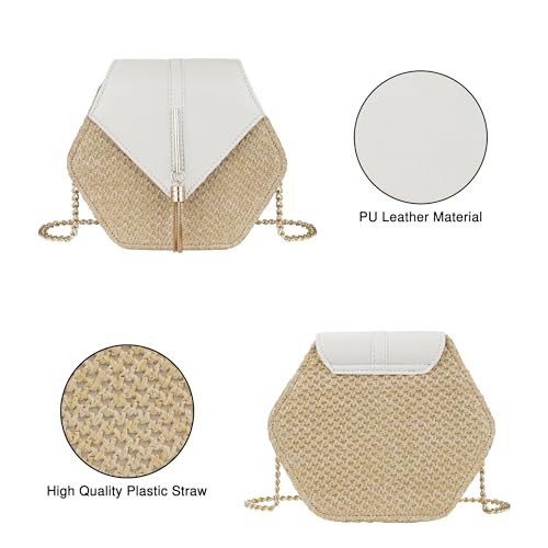 Straw Crossbody Bag for Women Cute Shoulder Handbag Summer Beach Bag Purse with Tassel2