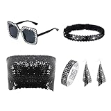 Accessoires variés : avec cet ensemble complet d'accessoires disco des années 70, vous vous démarquerez lors de tout événement à thème des années 70. Avec un bandeau Y2K tendance, des lunettes de soleil rectangulaires élégantes, des boucles d'oreilles longues élégantes, un bracelet chic et un haut tubulaire scintillant, c'est la transformation disco idéale.