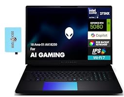 Alienware 18 Area-51 AA18250 AI Gaming Laptop 18&quot; WQXGA (Intel Ultra 9-275HX, GeForce RTX 5080 16GB, 64GB DDR5, 2TB PCIe SSD, Win 11 Home) w/DKZ USB Port Expander