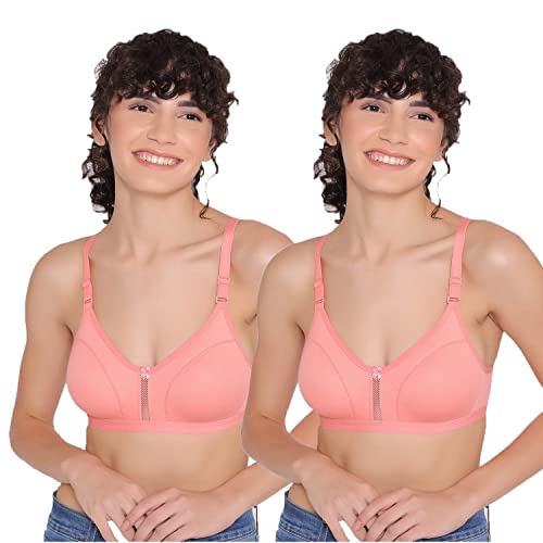 Image of INKURV Women's Non Padded Wireless T-Shirt Bra with Seamless Cups and Detachable Straps Combo of 2