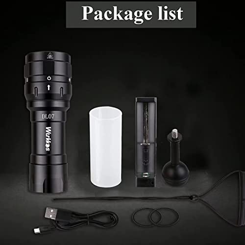 Wurkkos Dl07 Dive Light 3000Lm,100M Dive Flashlight 90Cri Scuba Dive Light Rechargeable Diving Light Underwater Video Light With Ball Joint Rotary Switch Submarine Light #TOP5
