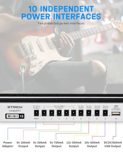 Image of STRICH Guitar Pedal Board with Built-in Power Supply, 15 x 5.1 inch Small Silver-White Aluminum Alloy PedalBoard, Lightweight 1.3LB with Bag, Cables & Hook Loop, PB-M15