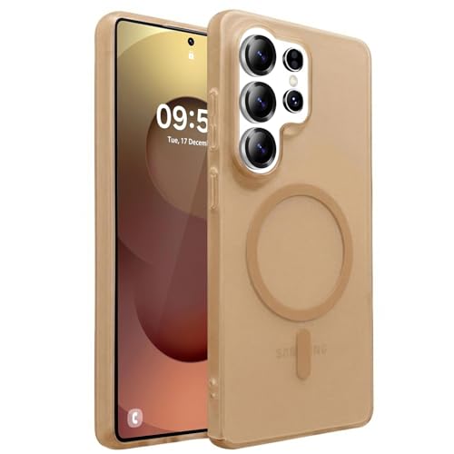 Image of DIZORO Matte Case for Samsung Galaxy S25 Ultra Compatible with MagSafe, Camera Lens Full Protection, Shockproof Translucent Frosted TPU Soft Phone Cover, Anti-Fingerprint (Desert)