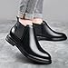 ENOEGMSD Men's Slip on Leather Chelsea Ankle Boots Fall Winter Fashion Pointed Toe Elastic Pull on Comfort Dress Boots Casual Non Slip Waterproof Business Work Booties (Black,9)