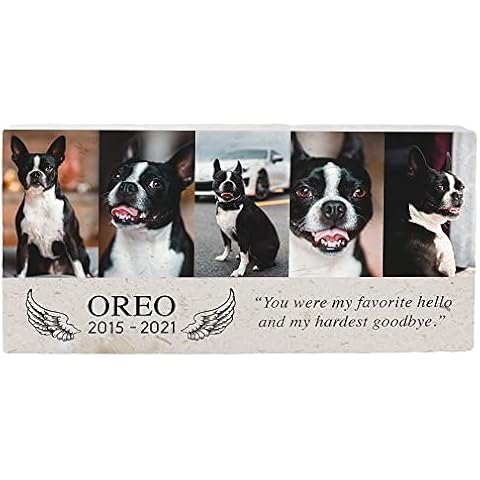 Royal Matter Personalized Pet Memorial with Keepsake Photo on Limestone - Headstones, Garden Stones, and Grave Markers for Dogs- Dog Memorial Stone, Pet Memorial Gifts - 12”x 6”x1.25 (B. Oreo Design) Cover