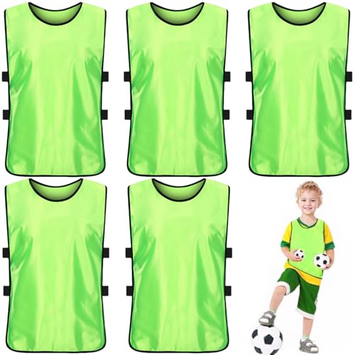 BEAHING Soccer Pinnies, 5PCS Pinnies Mesh Ventilation Soccer Pinnies Youth Comfortable and Loose Soccer Pinnies with Elastic for Children Practice, Sports Basketball Soccer Football, Pinnies Adult