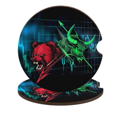 Bear Bull Stock Market Trading 4PCS Car Coasters for Cup