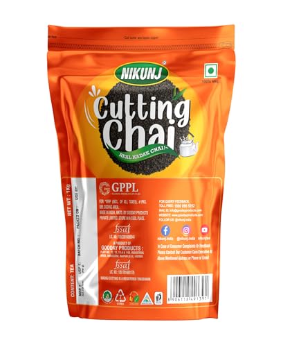 Image of NIKUNJ Cutting Chai, 1kg | Real Kadak Chai | Black Tea | Strong Blend - Rich Taste, basil