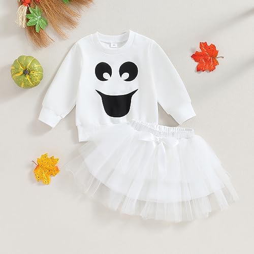 Disfraz de bebé niña de fantasma con sudadera y falda tul miniatura 2