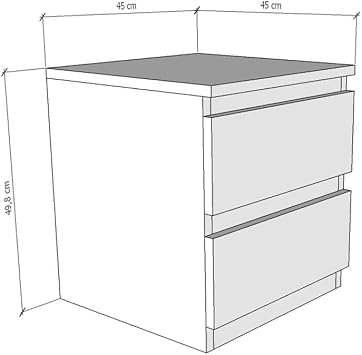 Umut White 45 cm Nightstand with 2 Drawers