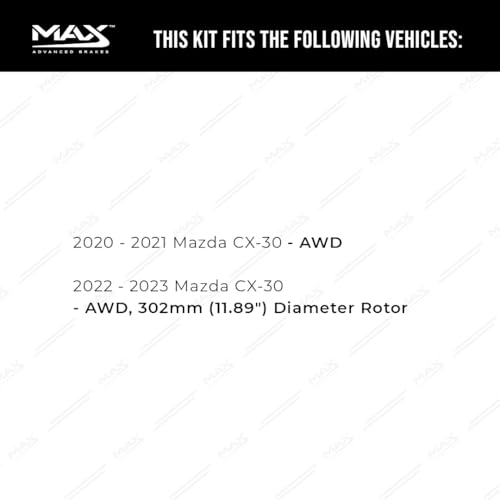Image of MAX Advanced Brakes - Rear Brake Kit For 2020-2023 Mazda CX-30 (w / 11.89 inch Dia Rear Rotors)| Carbon Ceramic Brake and Rotor Kit| OE Replacement Brake Rotors